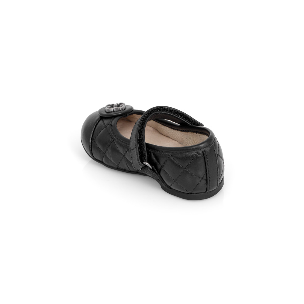 SAPATILHA BEB&Ecirc; PRETA DE COURO MATELASS&Ecirc; COM VELCRO image number 2