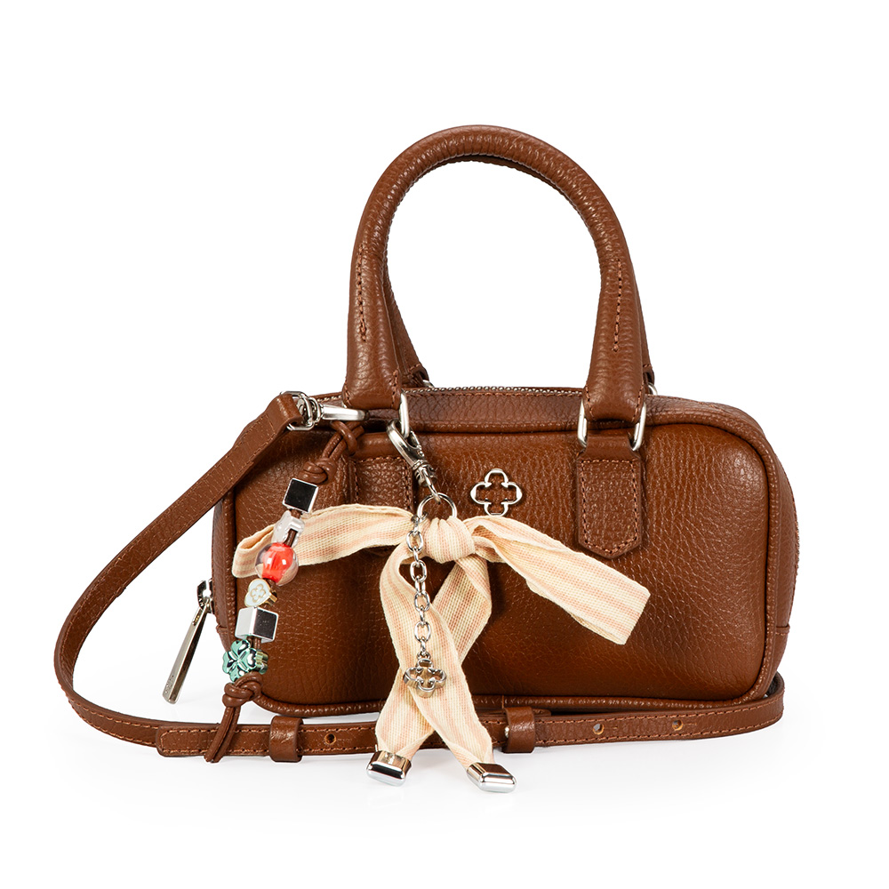 BOLSA PEQUENA MARROM COURO CHARM NUDE image number 0