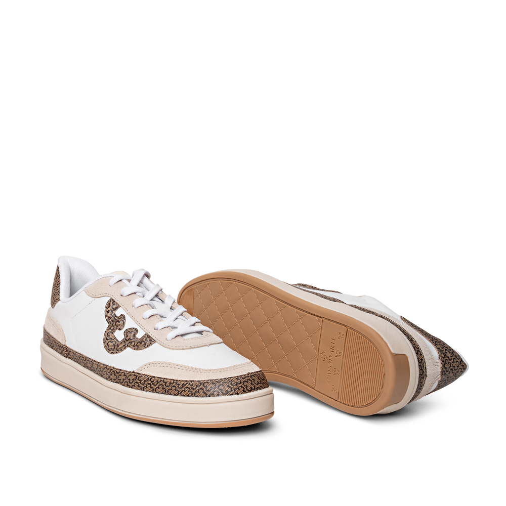 TÊNIS FEMININO BRANCO MONOGRAMA DE COURO AMARRAÇÃO image number 3