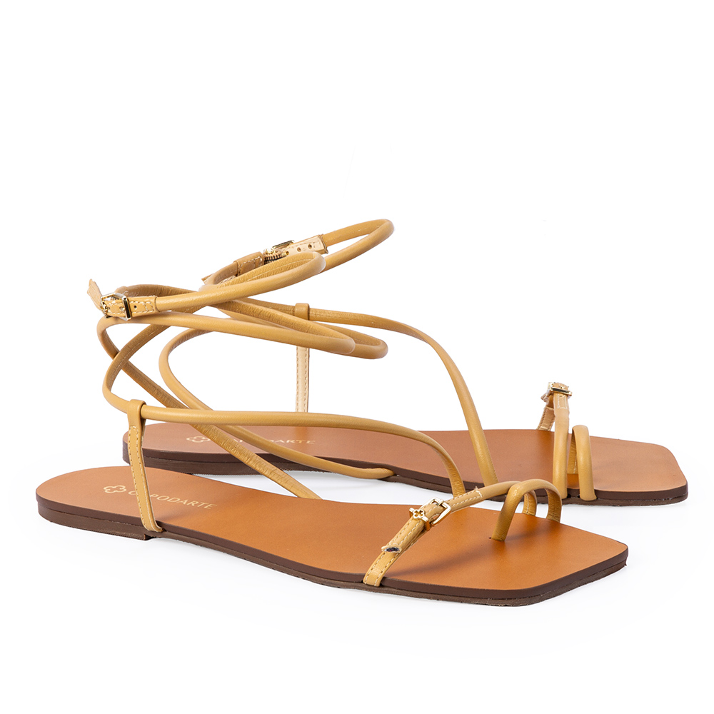 SAND&Aacute;LIA RASTEIRA BEGE SAVANA DE COURO BICO QUADRADO image number 1