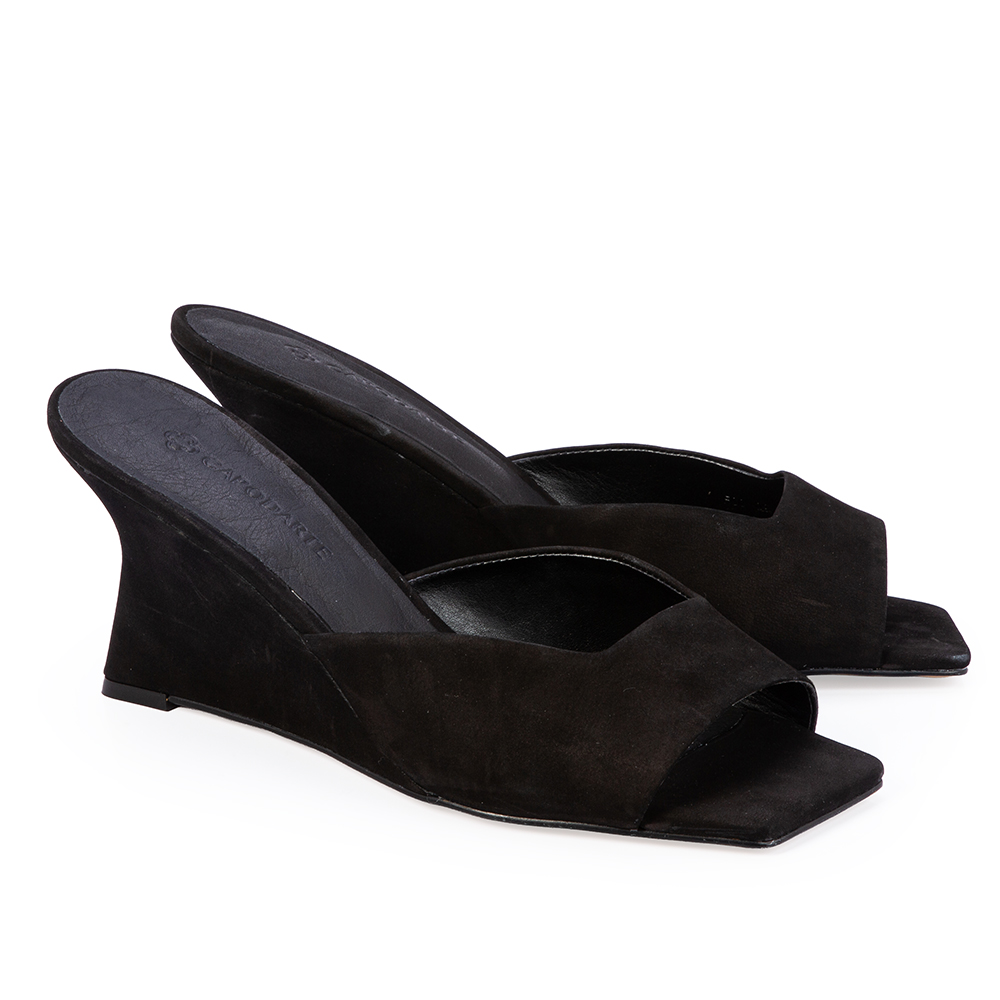 MULE SALTO ANABELA PRETA COURO NOBUCK image number 1