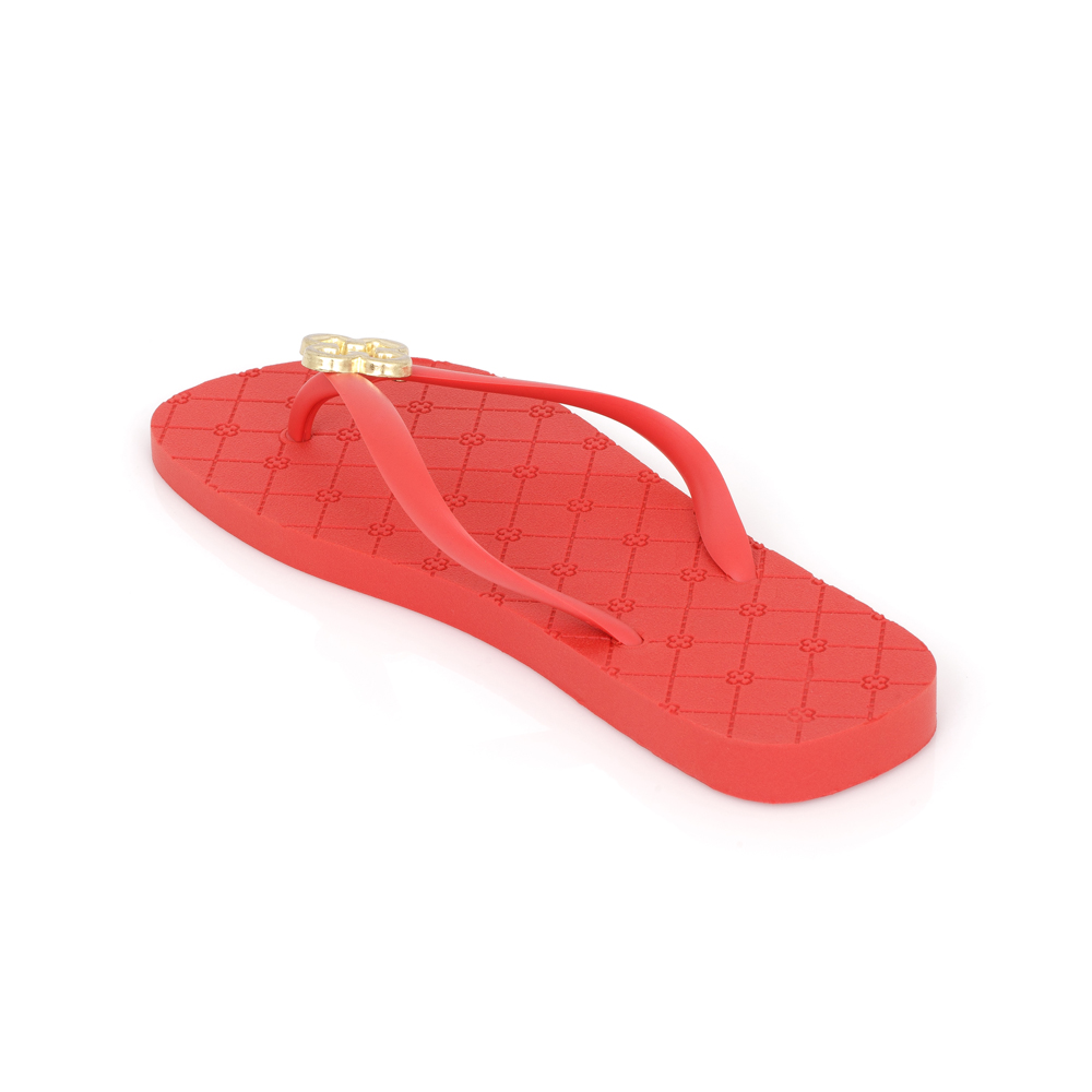 CHINELO DE DEDO MONOGRAMA VERMELHO HIBISCO LOGO DOURADO image number 2