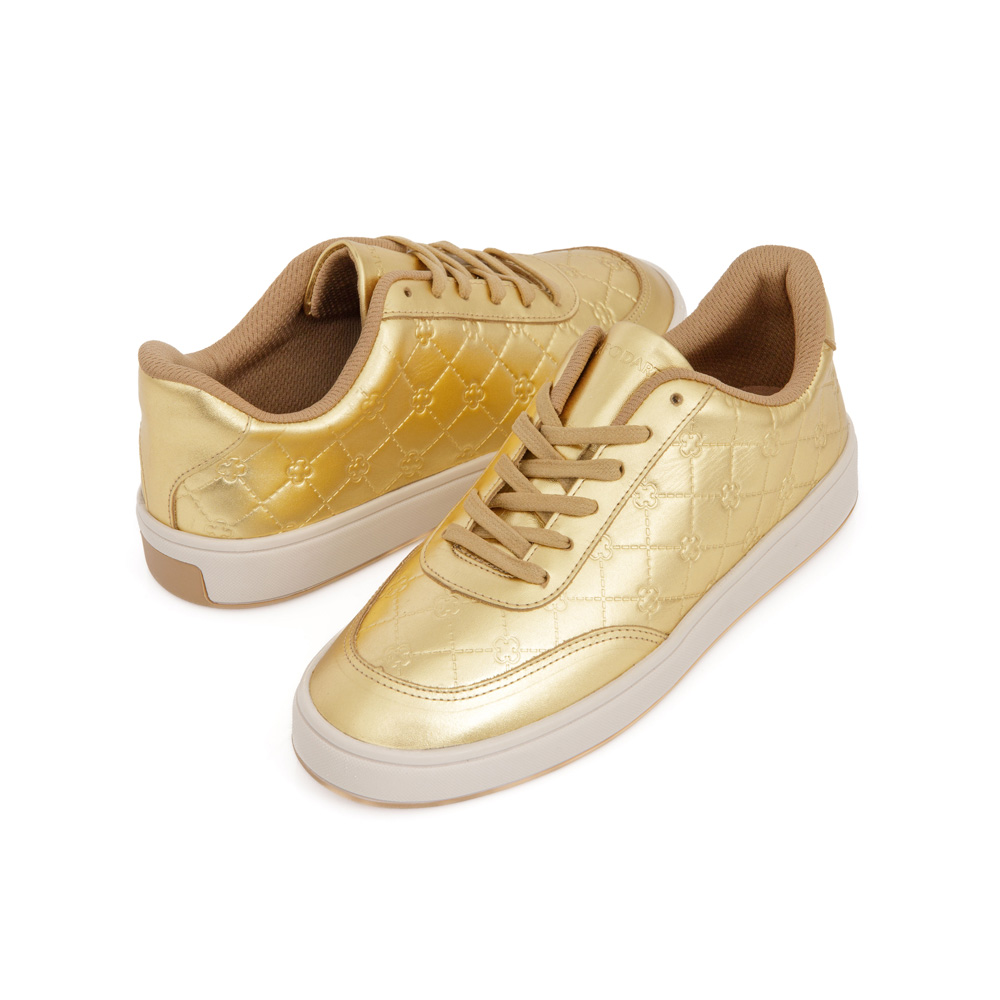TÊNIS FEMININO DE COURO DOURADO METALIZADO MONOGRAMA image number 3