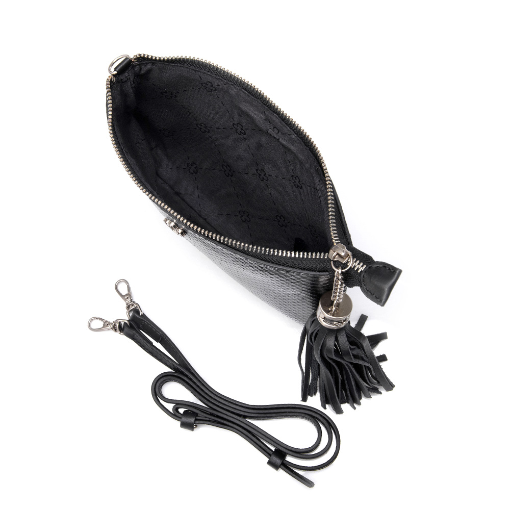 BOLSA TRANSVERSAL COURO PRETA PITONE VIRA CLUTCH image number 4