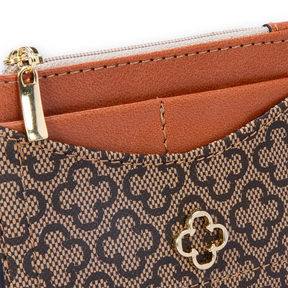 PORTA CART&Atilde;O CARAMELO MONOGRAMA COM Z&Iacute;PER image number 3