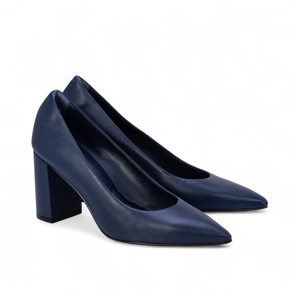 SCARPIN SALTO BLOCO COURO MARINHO AZZURRO image number 1