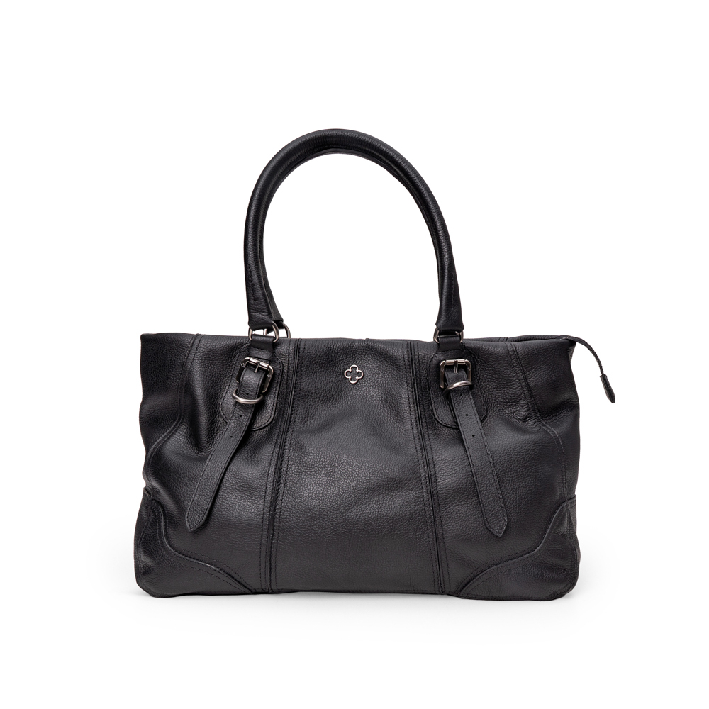 BOLSA GRANDE SHOPPER PRETA DE COURO image number 0