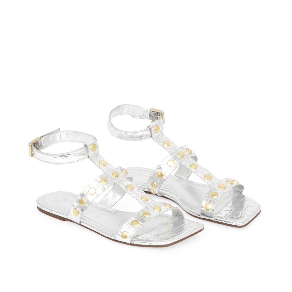 SAND&Aacute;LIA RASTEIRA PRATEADA BICO QUADRADO image number 1