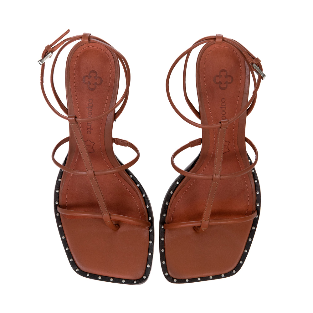 SAND&Aacute;LIA CARAMELO SALTO ALTO BLOCO DE COURO image number 4