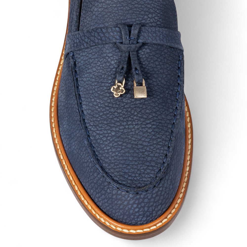 LOAFER MOCASSIM COURO NOBUCK AZUL MARINHO image number 2