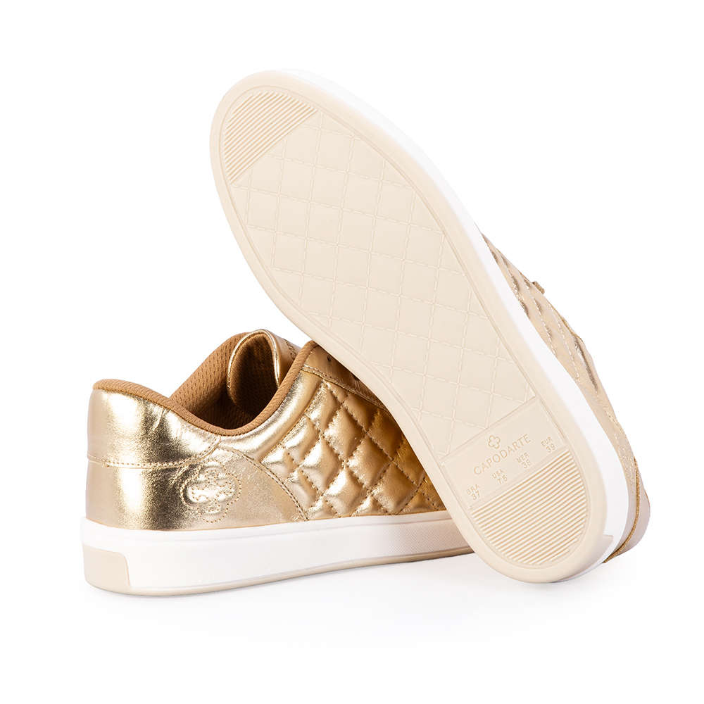 T&Ecirc;NIS FEMININO DOURADO DE COURO MATELASS&Ecirc; image number 3