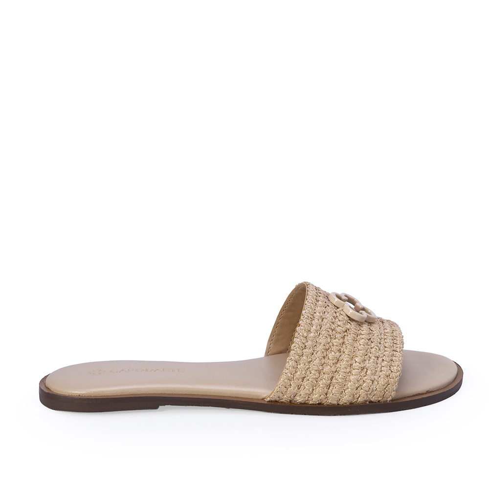 CHINELO SLIDE NUDE SEDA TRAMADO image number 0