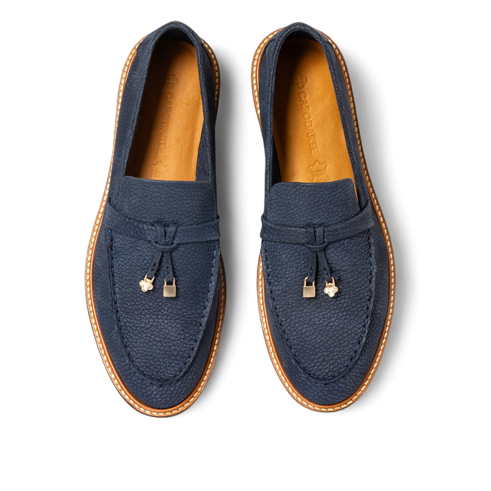 LOAFER MOCASSIM COURO NOBUCK AZUL MARINHO image number 4