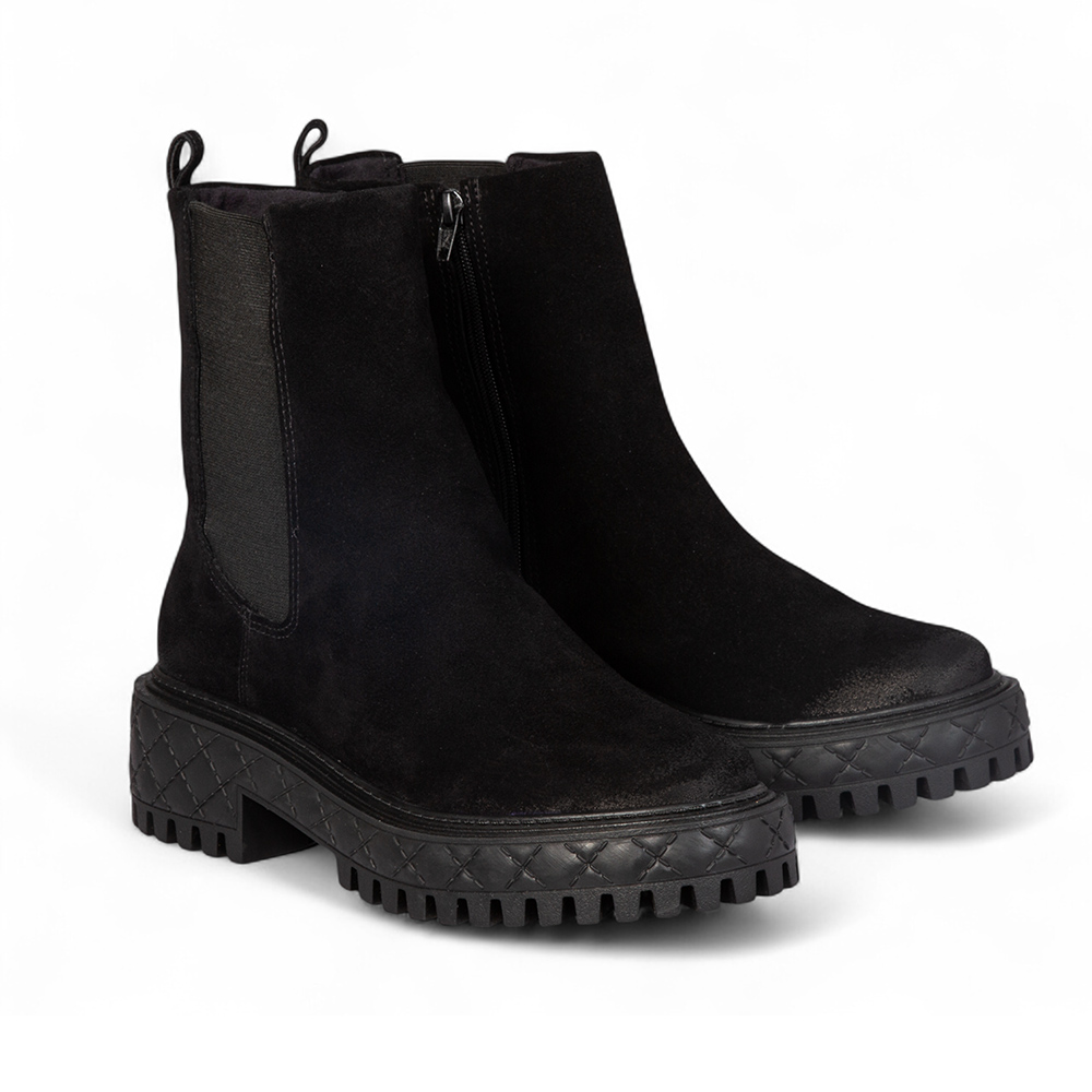 BOTA CANO MÉDIO PRETA DE CAMURÇA SUEDE image number 1