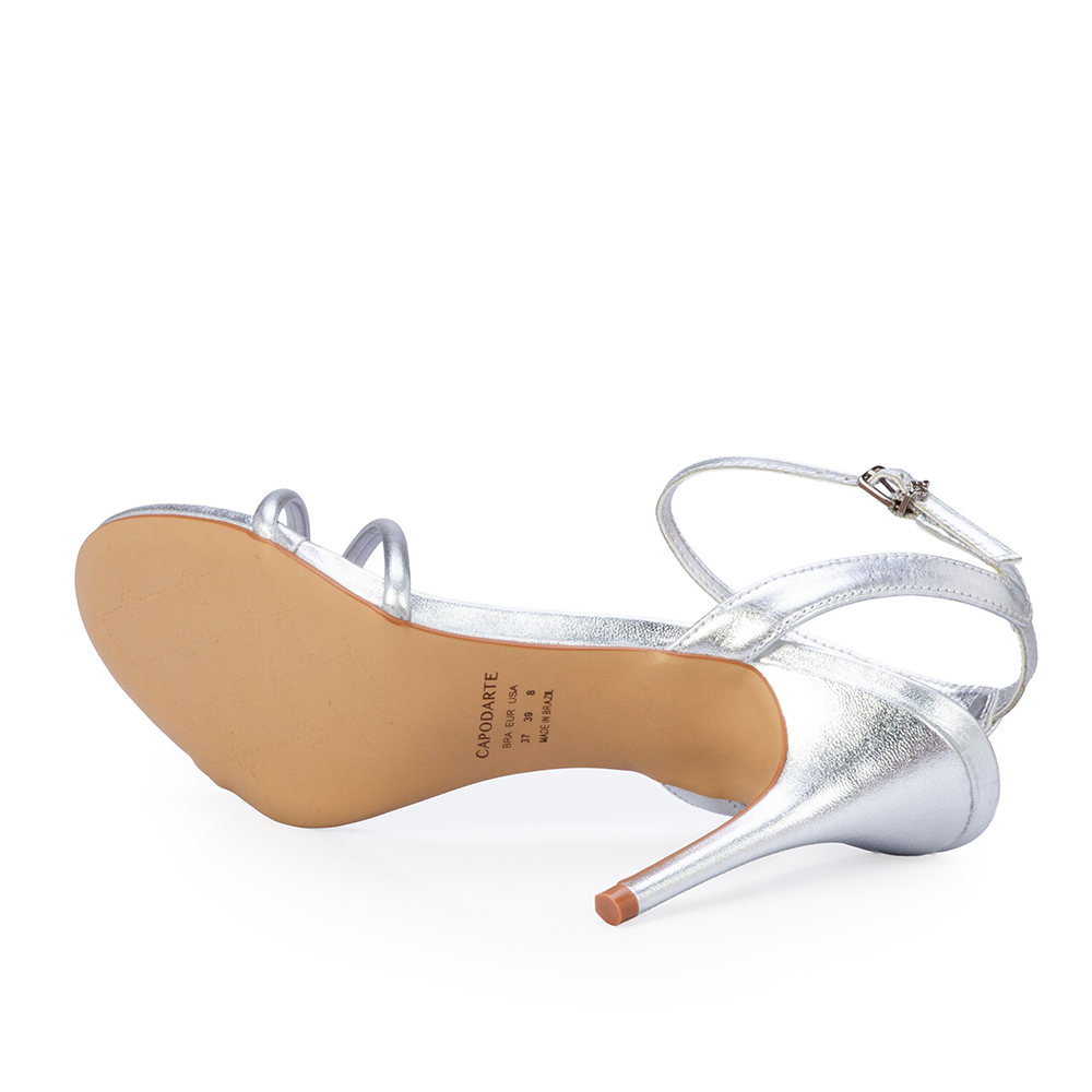 SAND&Aacute;LIA SALTO ALTO PRATEADA METALIZADA DE COURO image number 3
