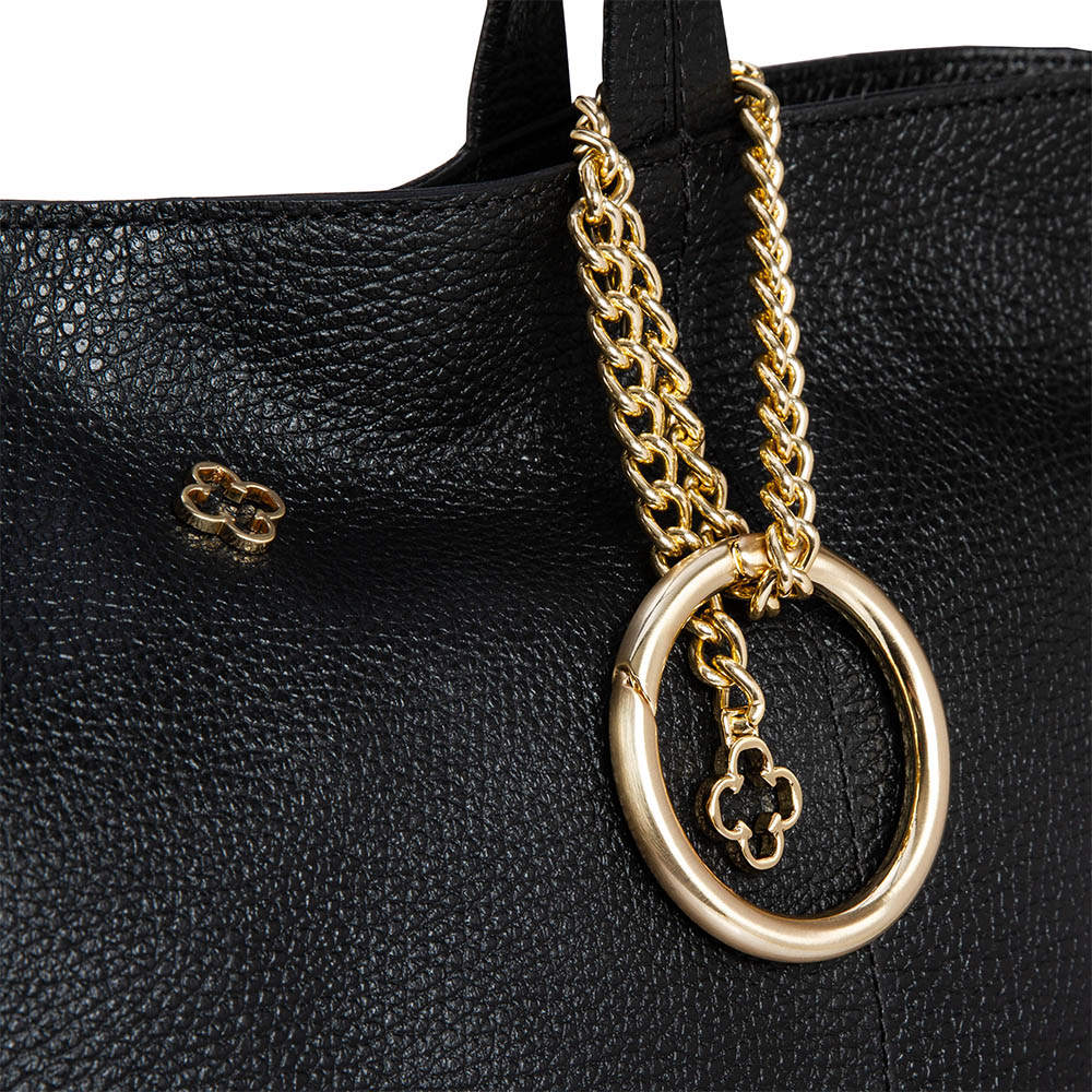BOLSA PRETA DE COURO SHOPPER VIRA BUCKET image number 3