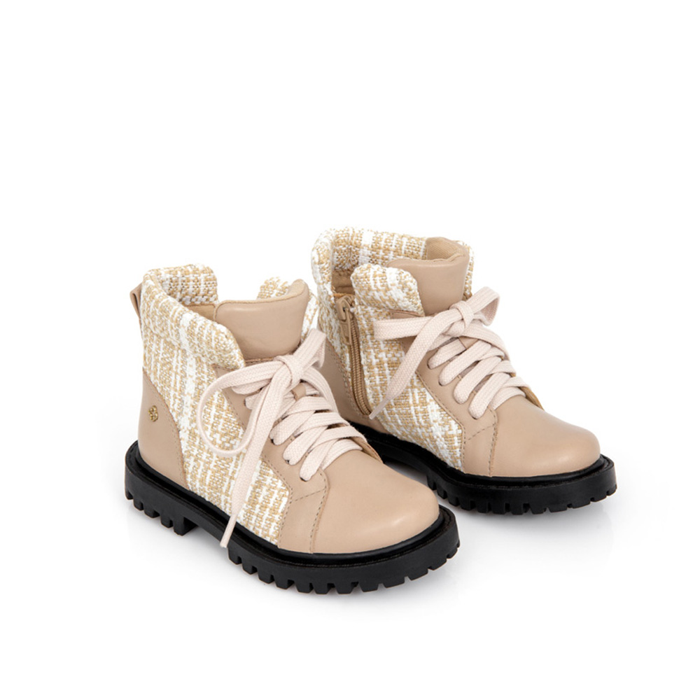 BOTA INFANTIL DE COURO NUDE SEDA TWEED TRATORADA image number 1