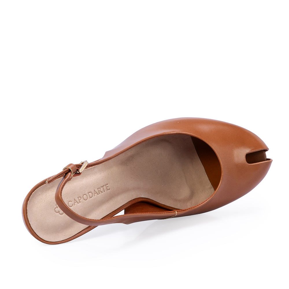 PEEP TOE COURO CARAMELO SLINGBACK image number 4