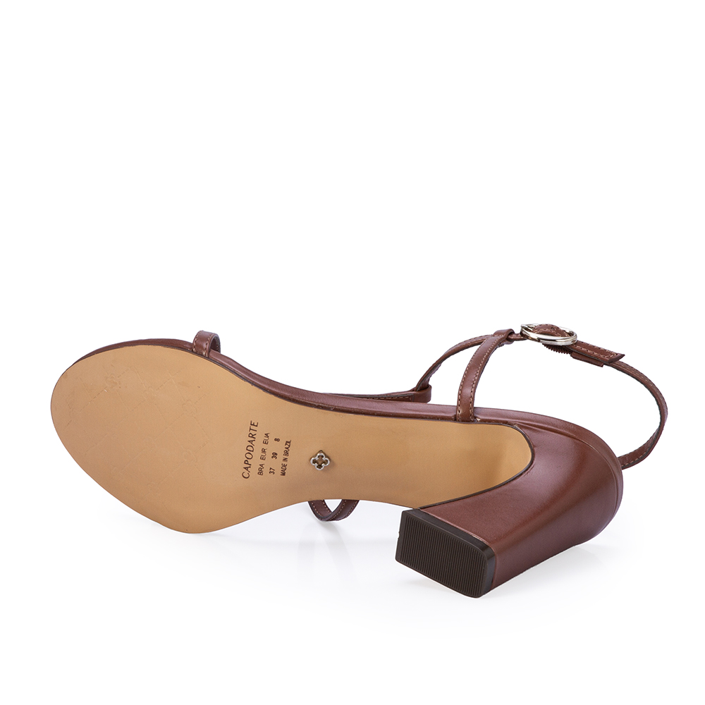 SAND&Aacute;LIA SALTO ALTO MARROM &Eacute;BANO DE COURO image number 3