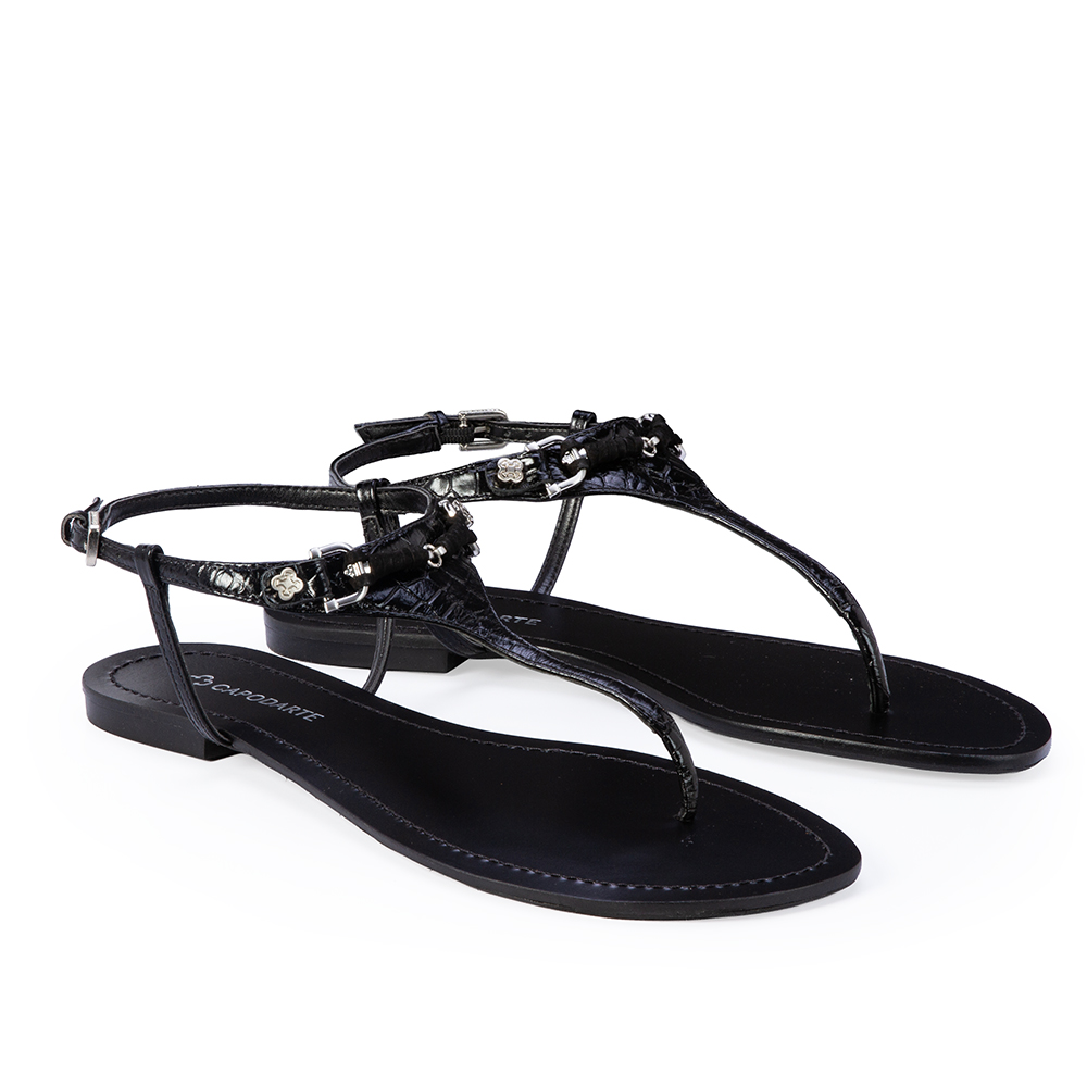 SANDÁLIA RASTEIRA COURO PRETA image number 1