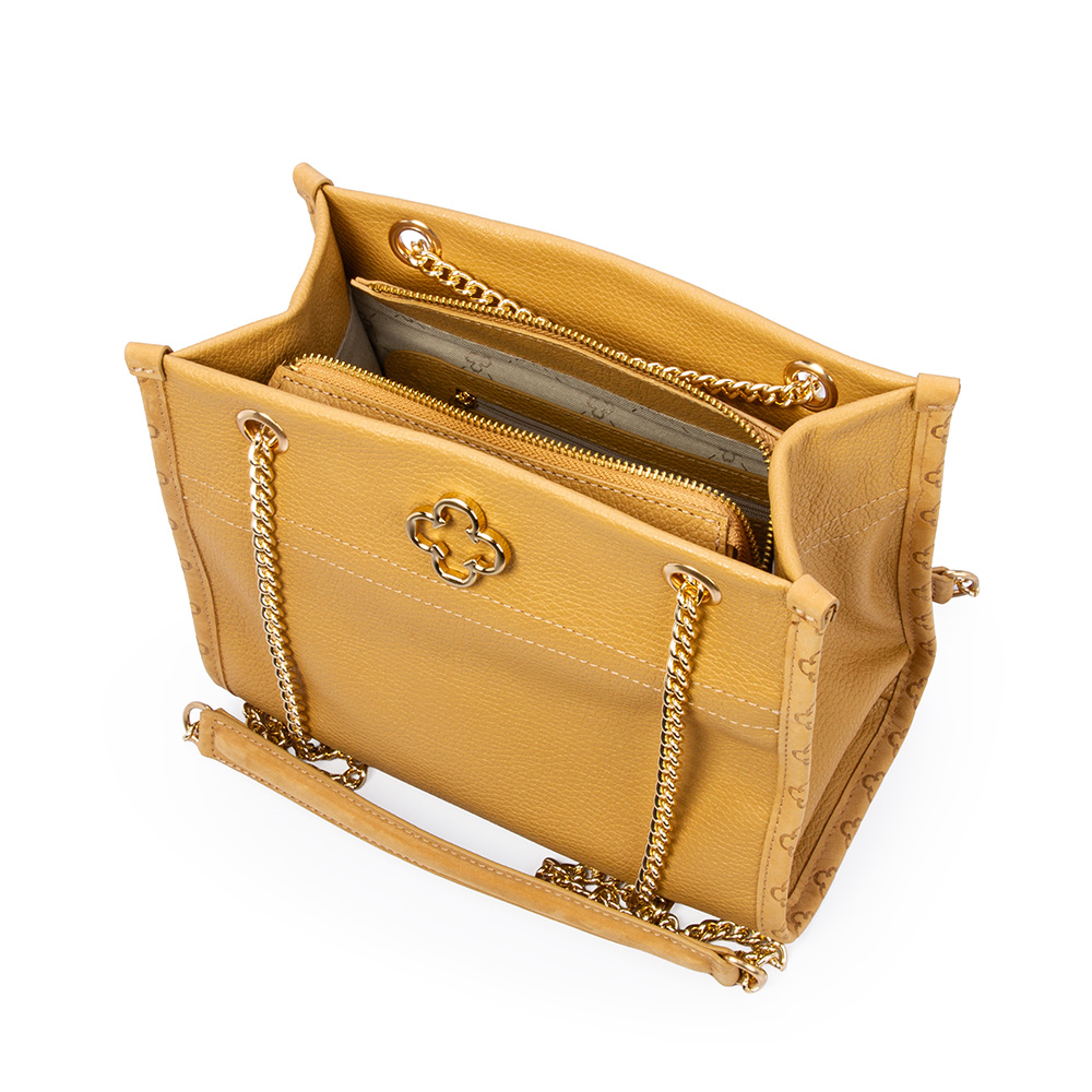 BOLSA M&Eacute;DIA COURO NOBUCK BEGE SAVANA SHOULDER BAG image number 4