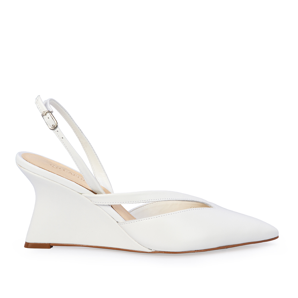 SCARPIN SLINGBACK BRANCO COURO SALTO ANABELA image number 0