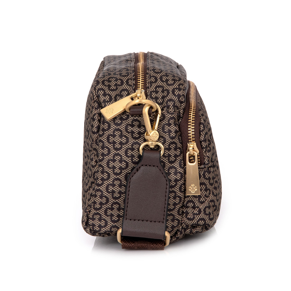 BOLSA POCHETE BEGE E CAFÉ MONOGRAMA image number 2