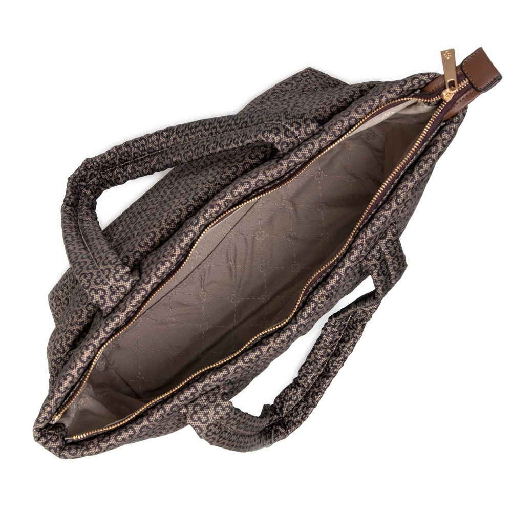 BOLSA SHOPPER NYLON MATELASS&Ecirc; MONOGRAMA BEGE CAF&Eacute; image number 4