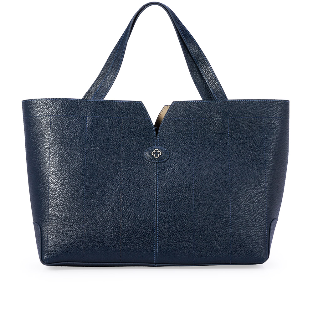 BOLSA GRANDE SHOPPER DE COURO AZUL MARINHO image number 0