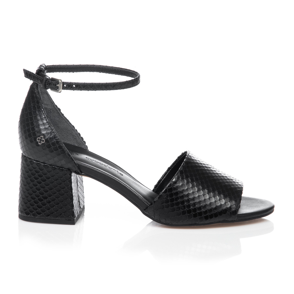 SANDÁLIA SALTO BLOCO PRETA DE COURO image number 0