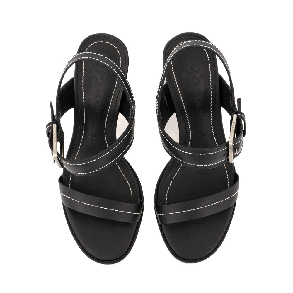 SANDÁLIA PRETA SALTO ALTO COURO image number 4