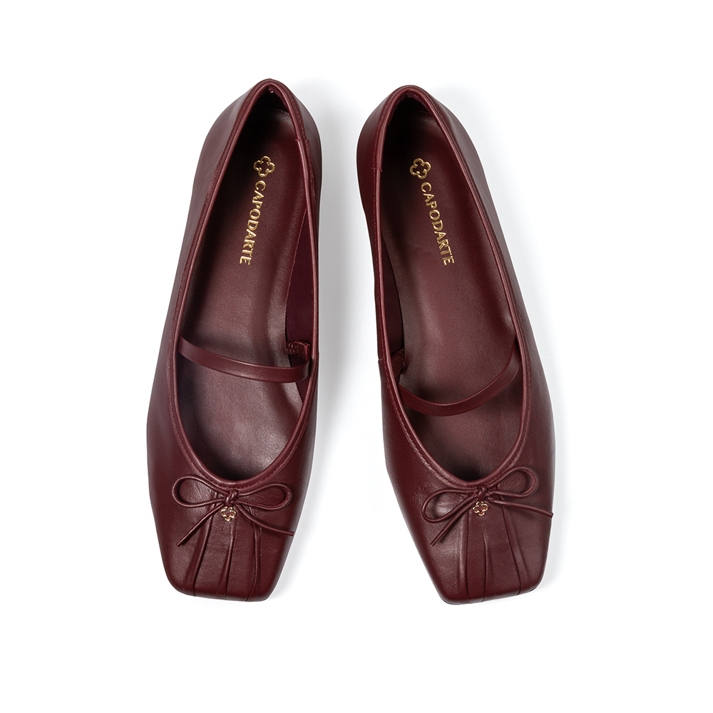 SAPATILHA BICO QUADRADO DE COURO BORGONHA image number 4