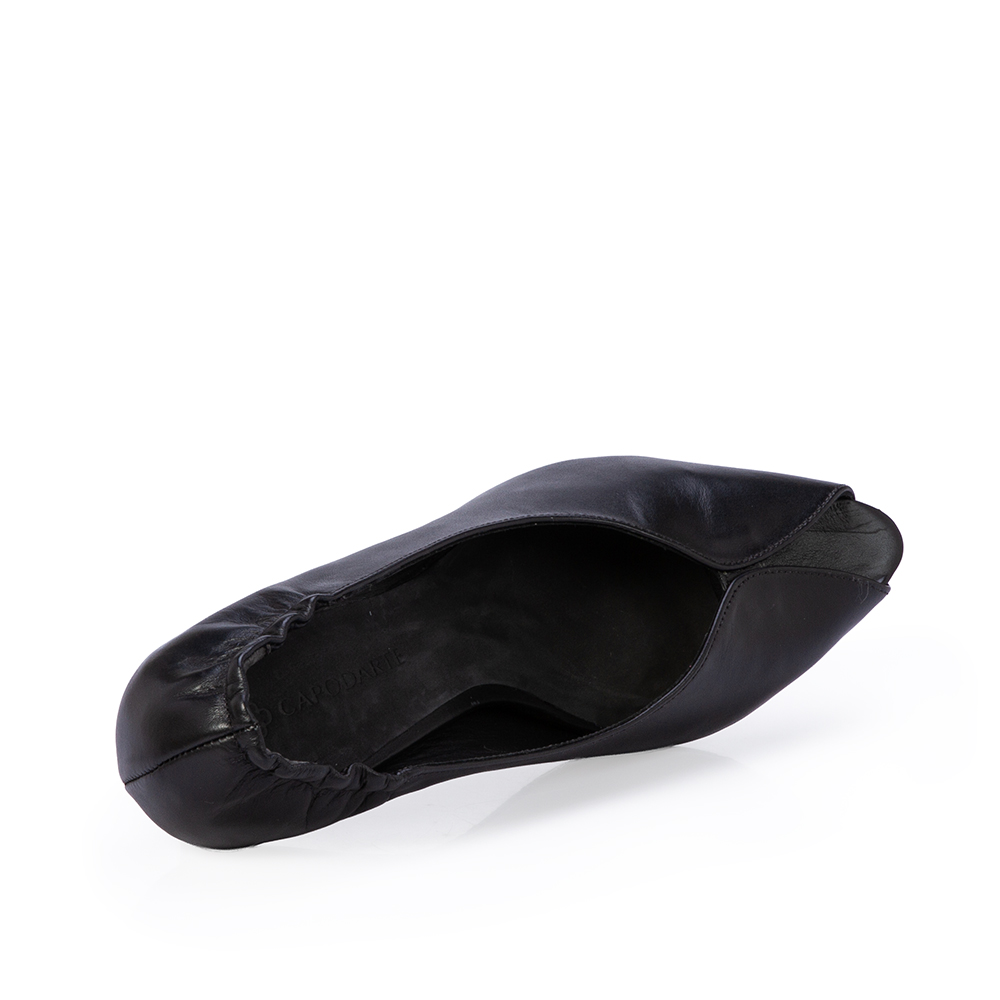 PEEP TOE PRETO DE COURO SALTO M&Eacute;DIO image number 4