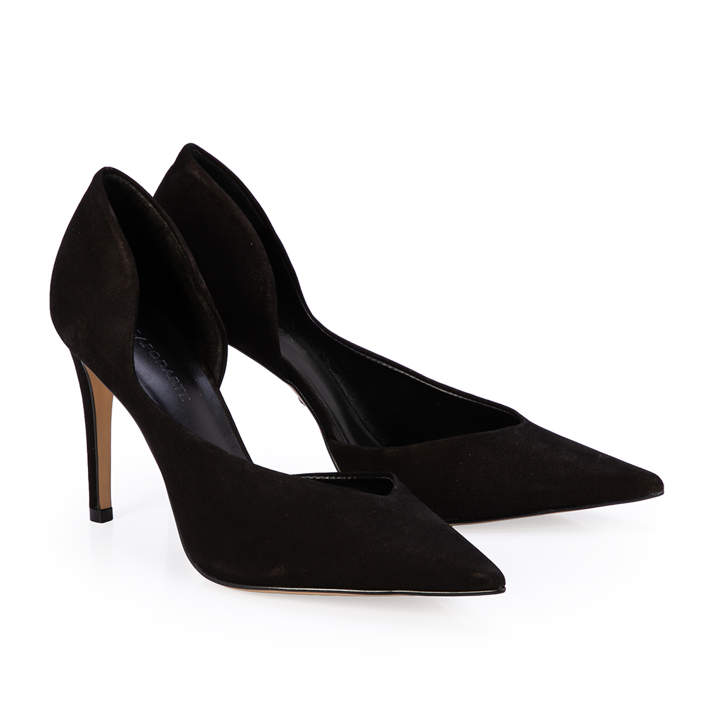 SCARPIN SALTO ALTO PRETO DE COURO SUEDE image number 1