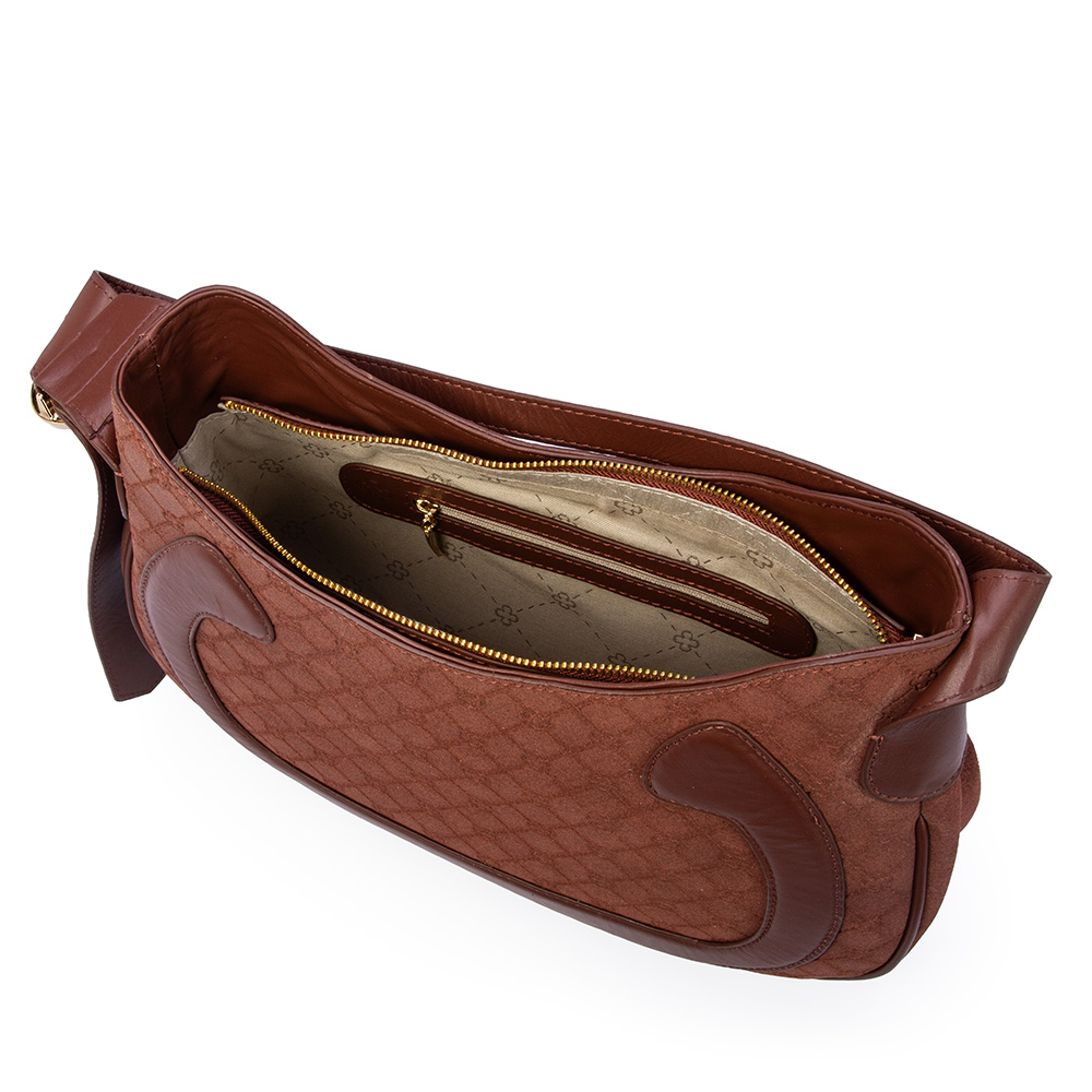 BOLSA M&Eacute;DIA MARROM &Eacute;BANO DE COURO HOBO image number 4