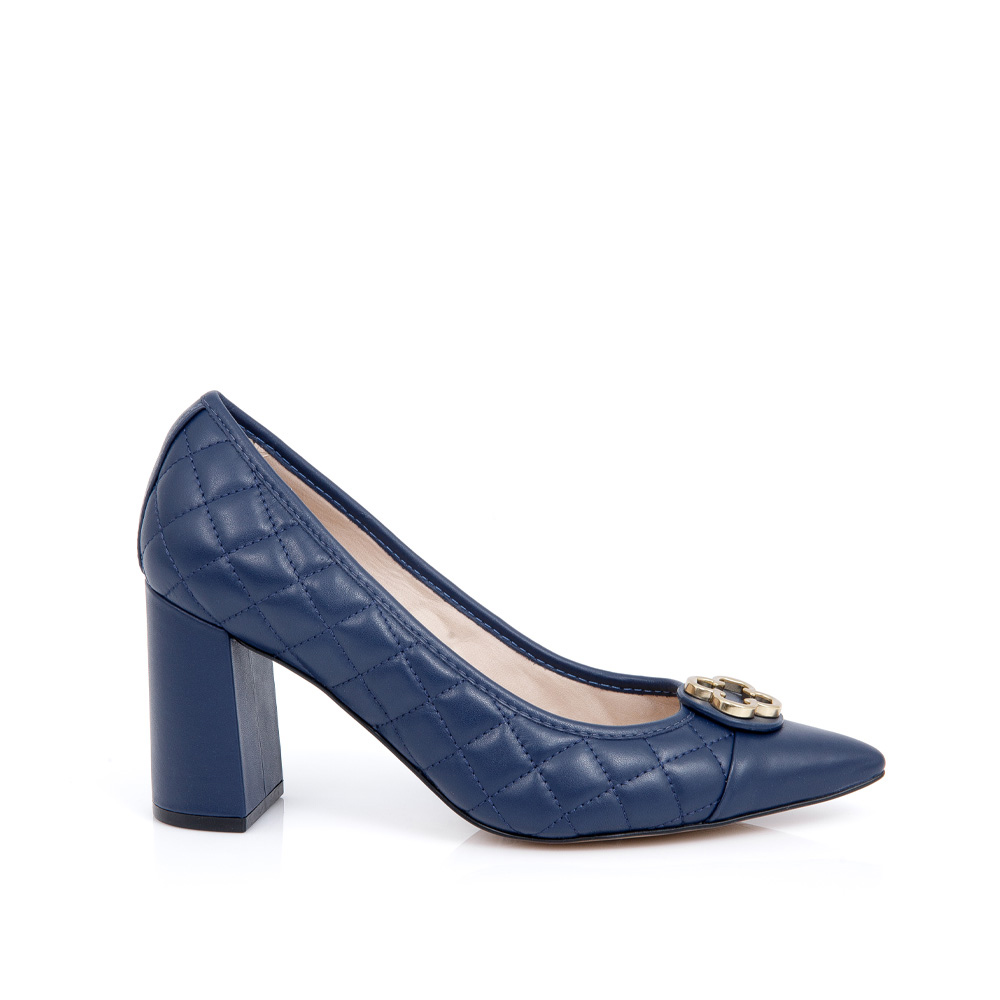 SCARPIN SALTO BLOCO DE COURO MARINHO AZZURRO MATELASS&Ecirc; image number 0