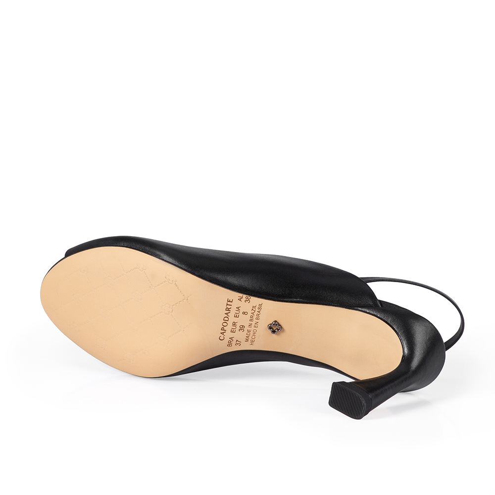 SANDÁLIA PEEP TOE PRETA DE COURO image number 3