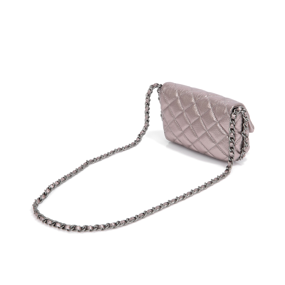 BOLSA PEQUENA TIRACOLO COURO CINZA MATELASS&Ecirc; AL&Ccedil;A CORRENTE image number 2