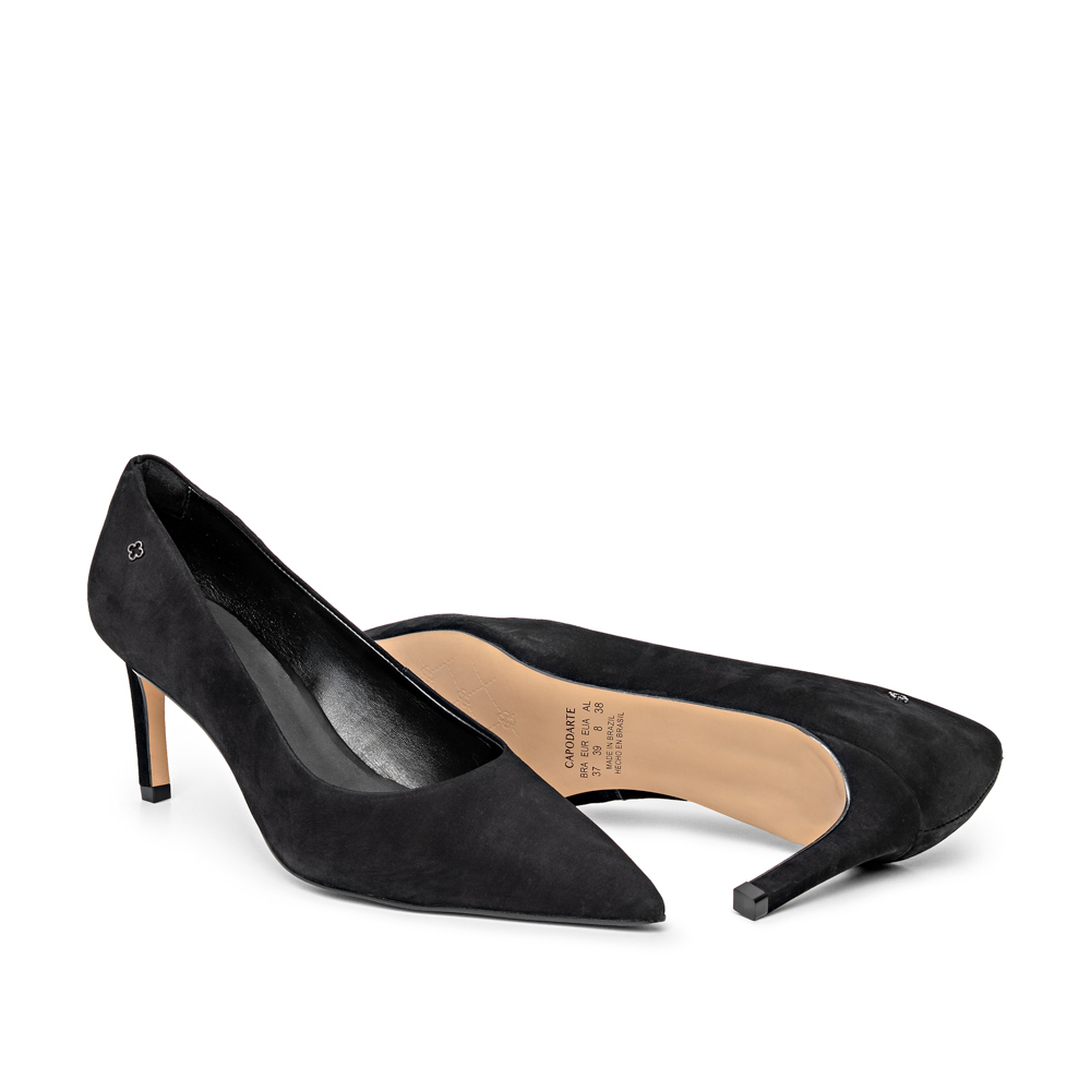 SCARPIN SALTO M&Eacute;DIO PRETO COURO NOBUCK image number 3