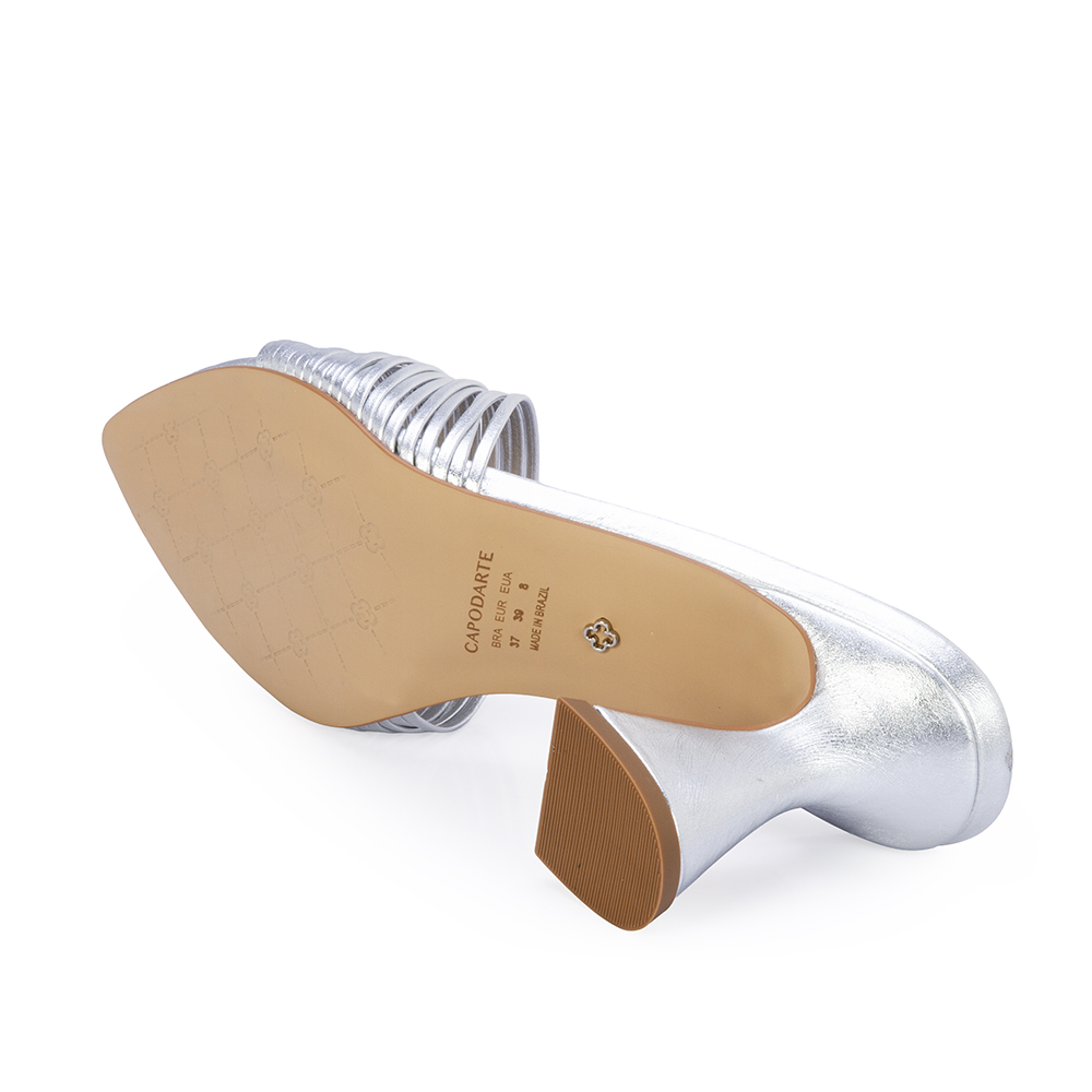 MULE PRATA DE COURO SALTO M&Eacute;DIO image number 3