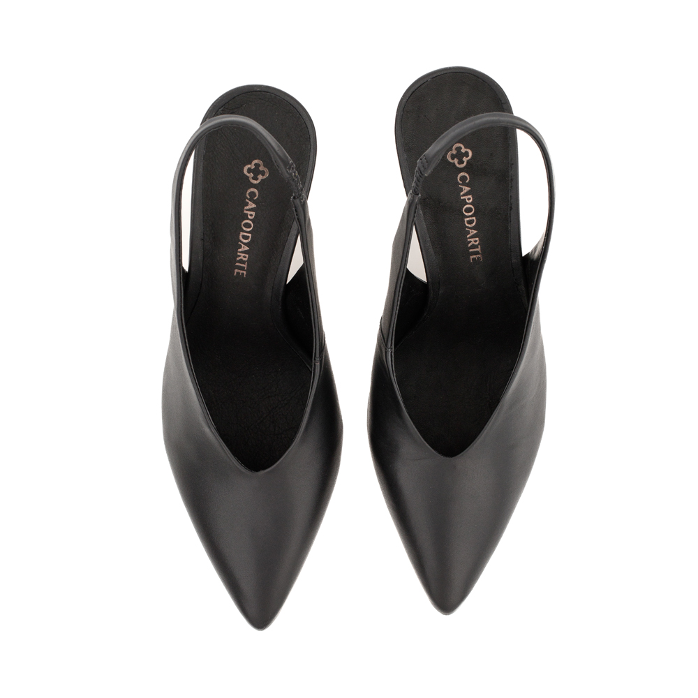 SCARPIN SLINGBACK PRETO DE COURO image number 4