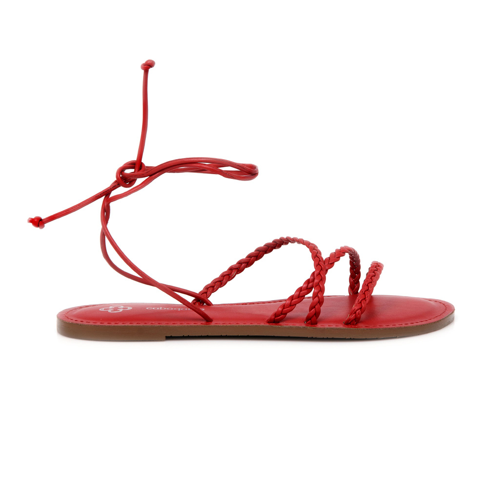 SANDÁLIA RASTEIRA VERMELHA MERLOT AMARRAÇÃO TRANÇADA image number 0