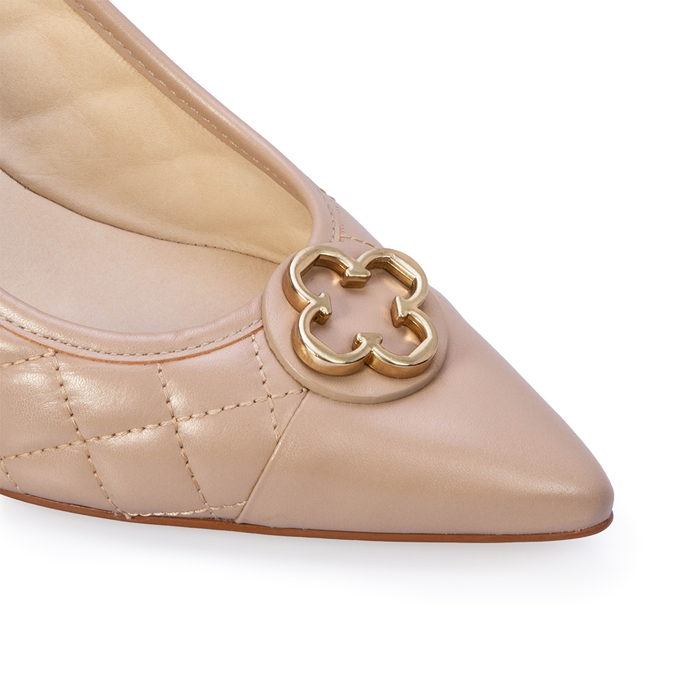 SCARPIN SALTO ALTO NUDE SEDA DE COURO SATINATO MATELASS&Ecirc; image number 4