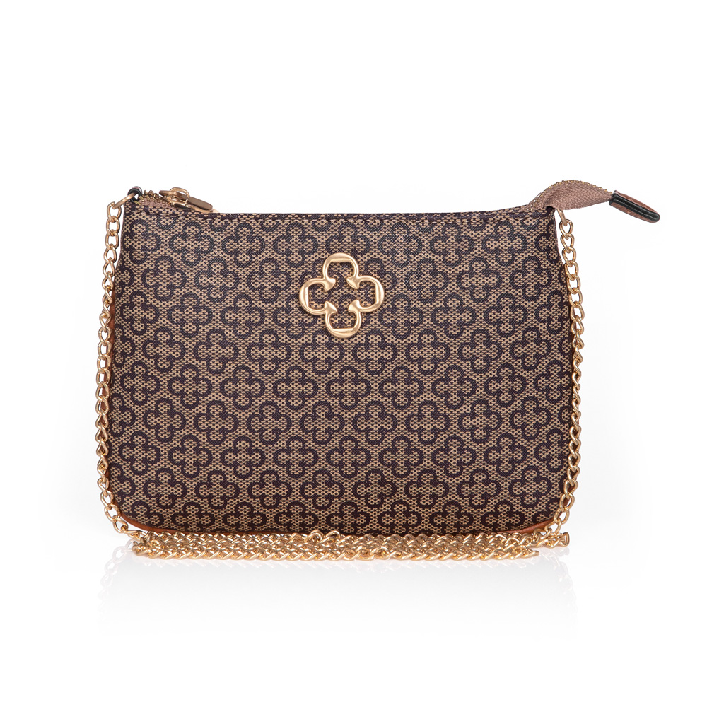 BOLSA PEQUENA CARAMELO ALÇA CORRENTE MONOGRAMA ELENA image number 0