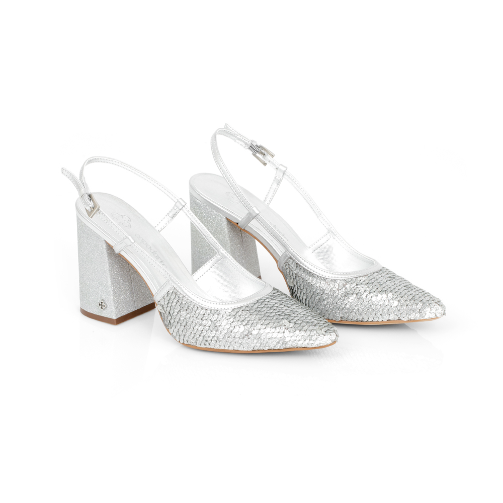 SCARPIN SLINGBACK PRATA SALTO ALTO PAETÊ image number 1