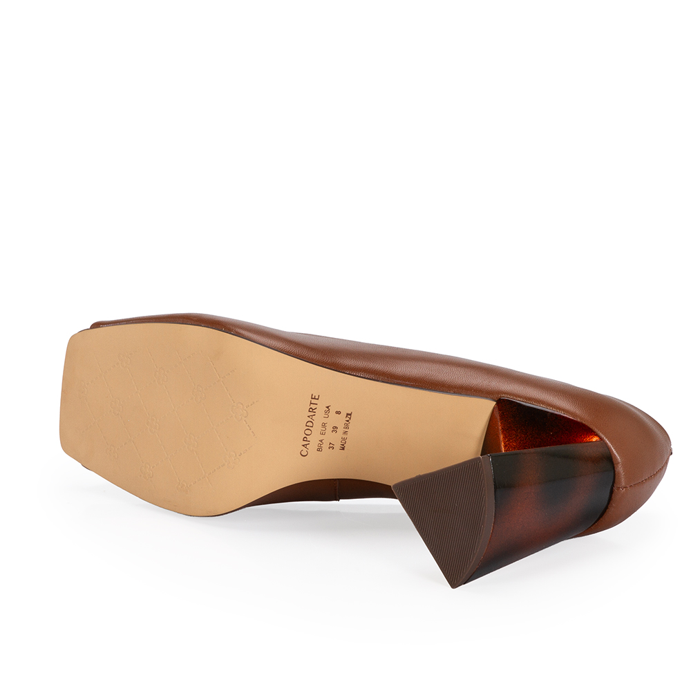 PEEP TOE MARROM DE COURO SALTO ALTO TORTOISE image number 3