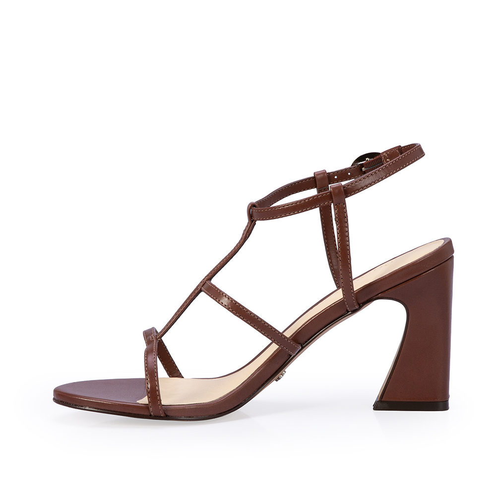 SAND&Aacute;LIA SALTO ALTO MARROM &Eacute;BANO DE COURO image number 2