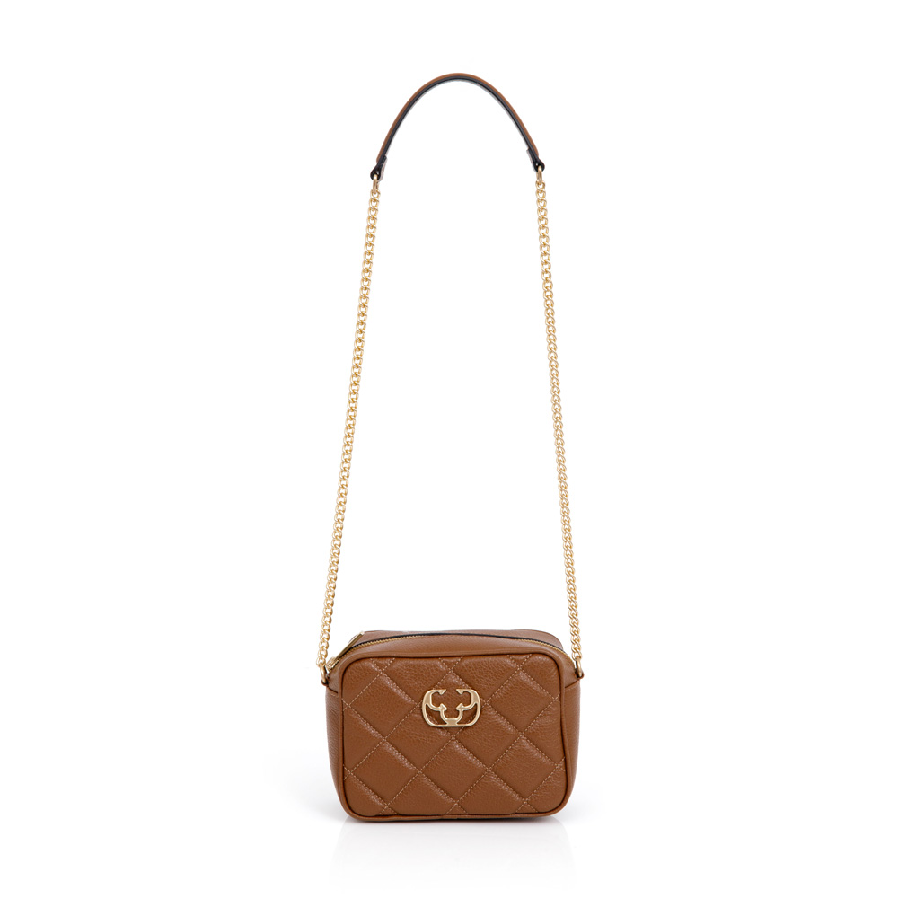 BOLSA SHOULDER BAG MARROM DE COURO ALÇA CORRENTE image number 0