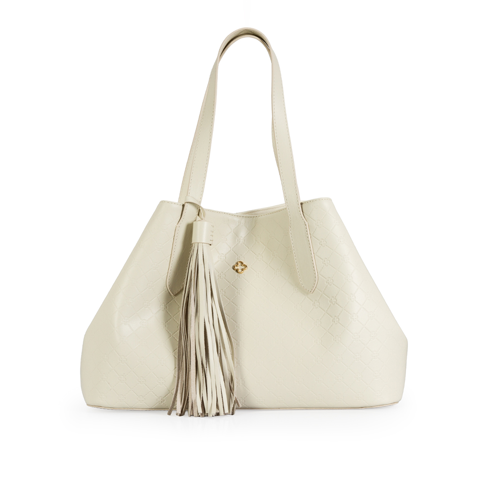 BOLSA SHOPPER BRANCA COURO MONOGRAMA COM BARBICACHO image number 0