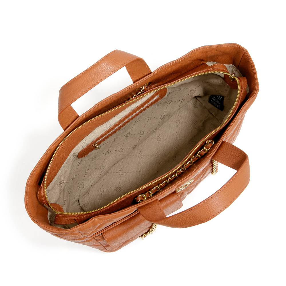 BOLSA GRANDE SHOPPER CARAMELO DE COURO NATELASS&Ecirc; image number 4